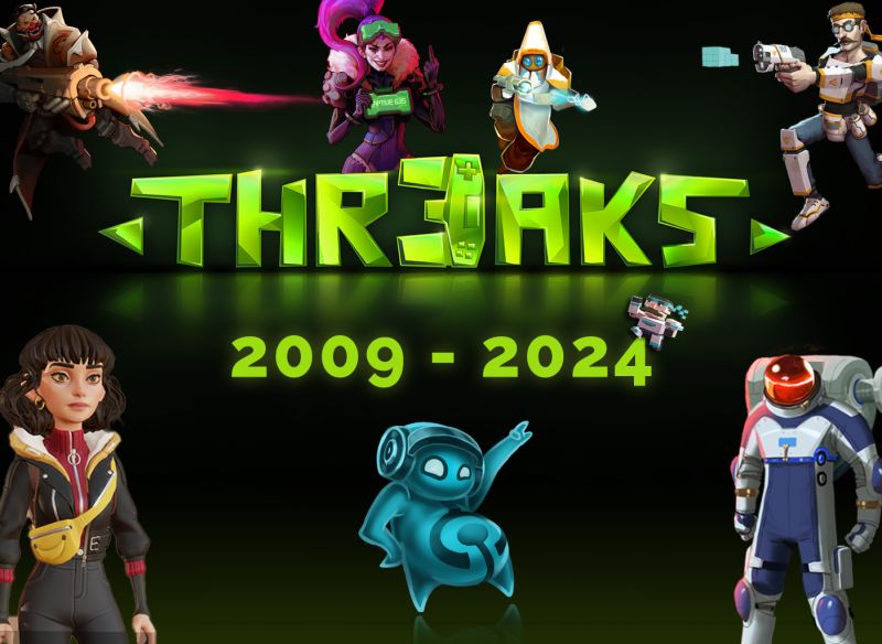 Offizielles Abschiedsmotiv von Threaks mit Spielfiguren und den Jahreszahlen 2009 und 2024 - Bild: Threaks