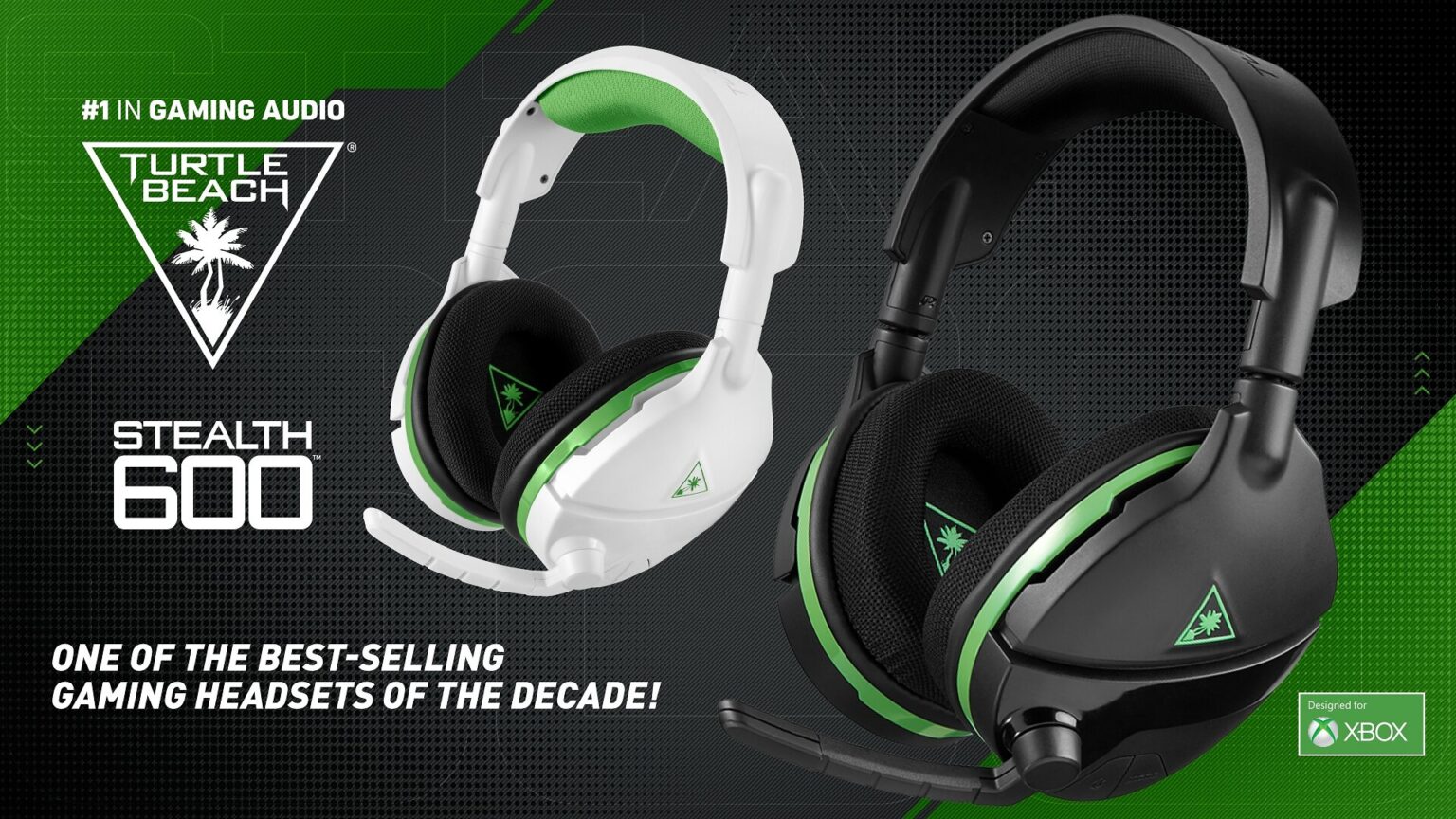 Offizielles Turtle-Beach-Motiv mit Stealth-600-Headsets in Weiß/Grün und Schwarz/Grün zur NPD-Auswertung von 2010 bis 2019 - Bild: Turtle Beach