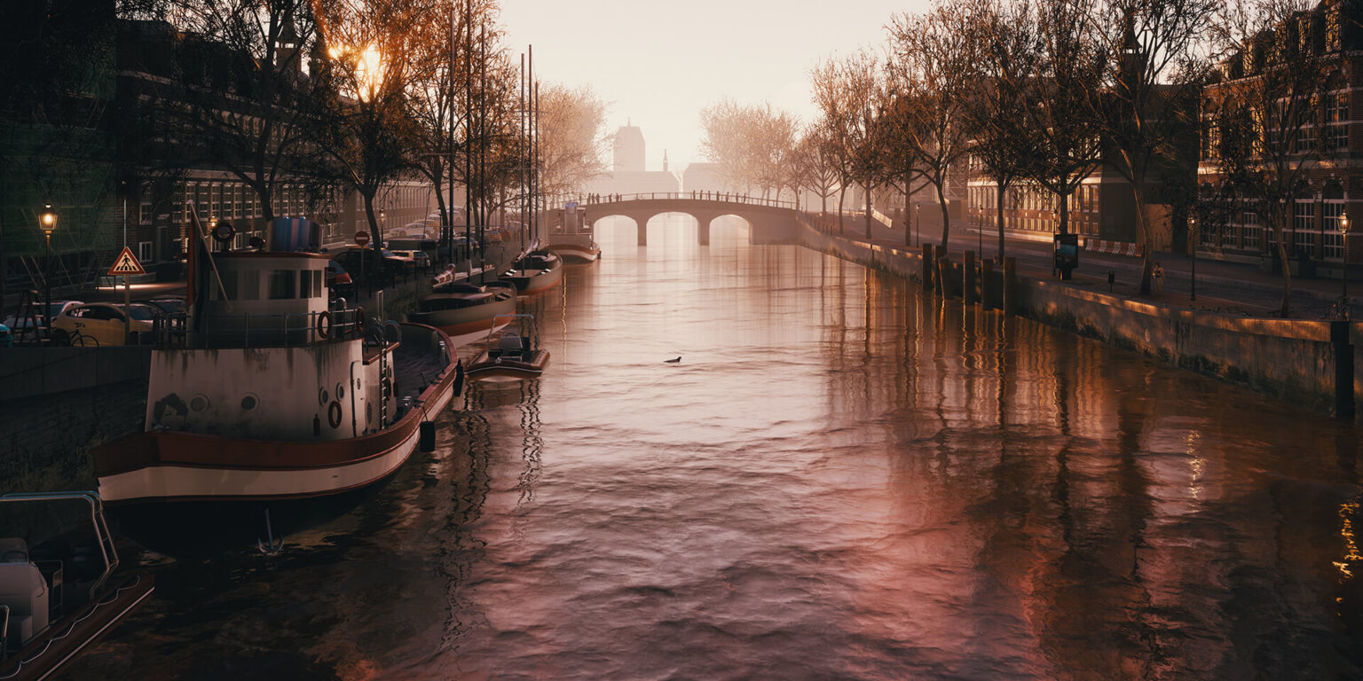 Amsterdamer Kanalszene von Jawad Tariq in Twinmotion, Computergrafik - Bild: Jawad Tariq / Epic Games