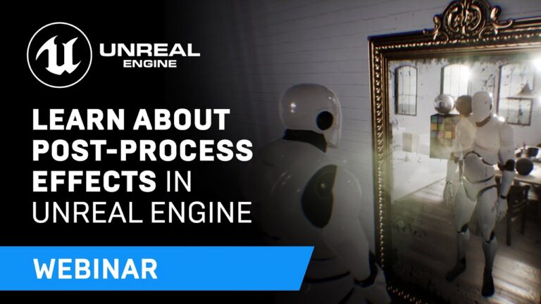 Offizielles Titelbild des Unreal-Engine-Webinars über Postprocessing mit einer spiegelnden 3D-Szene - Bild: Epic Games / Unreal Engine