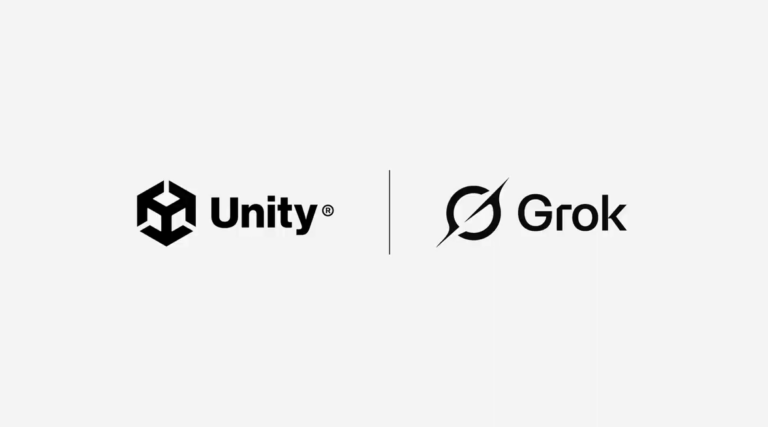 Unity- und Grok-Build-Logo auf weißem Hintergrund - Bild: Unity