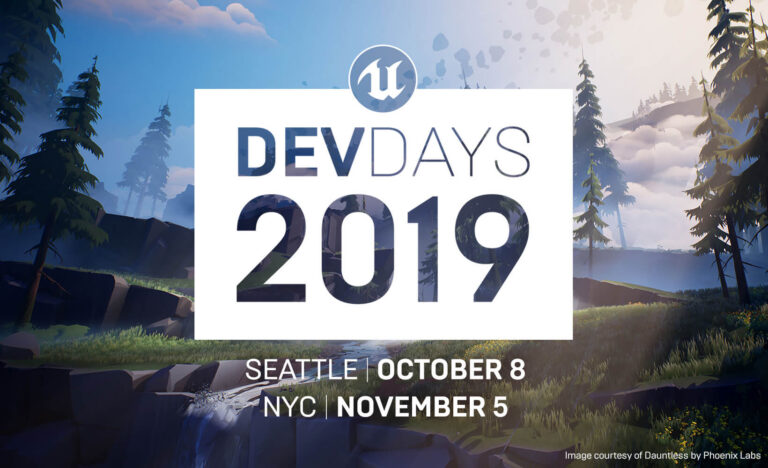 Ankuendigungsbild Unreal Dev Days 2019 in Seattle und NYC von Epic Games