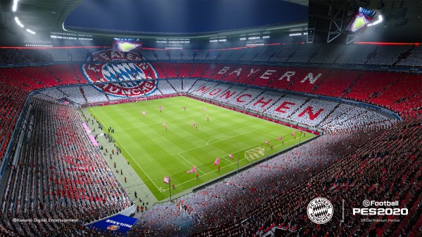 Allianz Arena in eFootball PES 2020, keine Aufnahme aus der Virtual Bundesliga - Bild: Konami