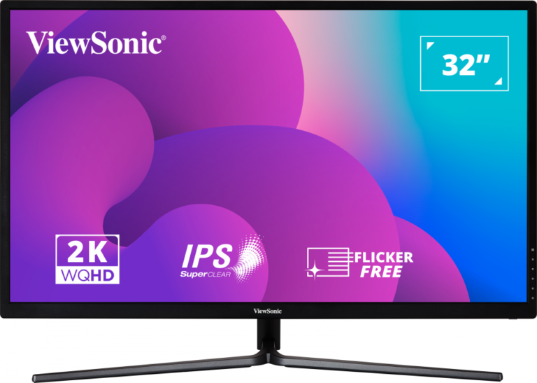 Offizielles ViewSonic-Produktbild des flachen VX3211-2K-mhd mit Standfuß - Bild: ViewSonic