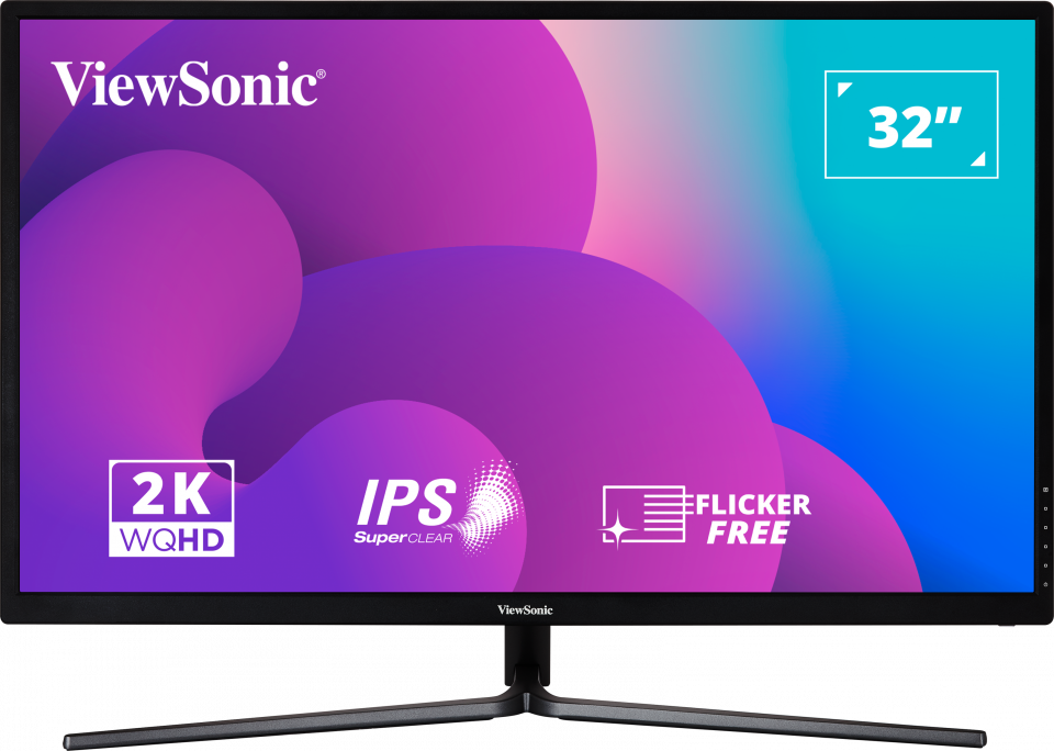 Offizielles ViewSonic-Produktbild des flachen VX3211-2K-mhd mit Standfuß - Bild: ViewSonic