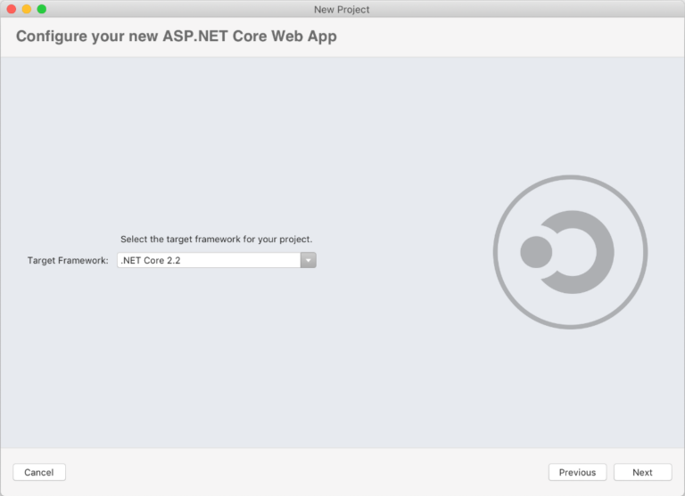 Visual Studio für Mac: Projektdialog mit .NET Core 2.2 als Zielframework - Bild: Microsoft