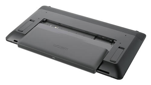 Cintiq-Pro-Stiftdisplay von hinten mit teilweise eingesetztem Cintiq Pro Engine PC-Modul - Bild: Wacom