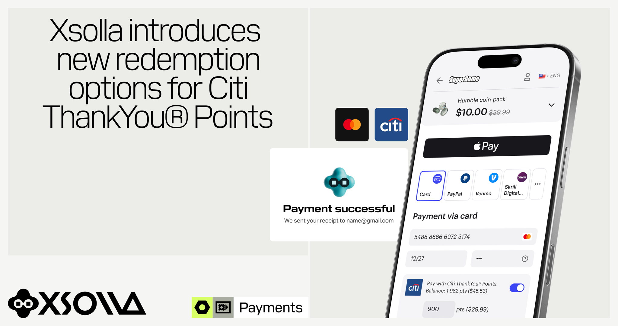 Xsolla integriert Citi ThankYou in Spielezahlungen Xsolla-Pressemotiv zur Einlösung von Citi-ThankYou-Punkten - Bild: Xsolla