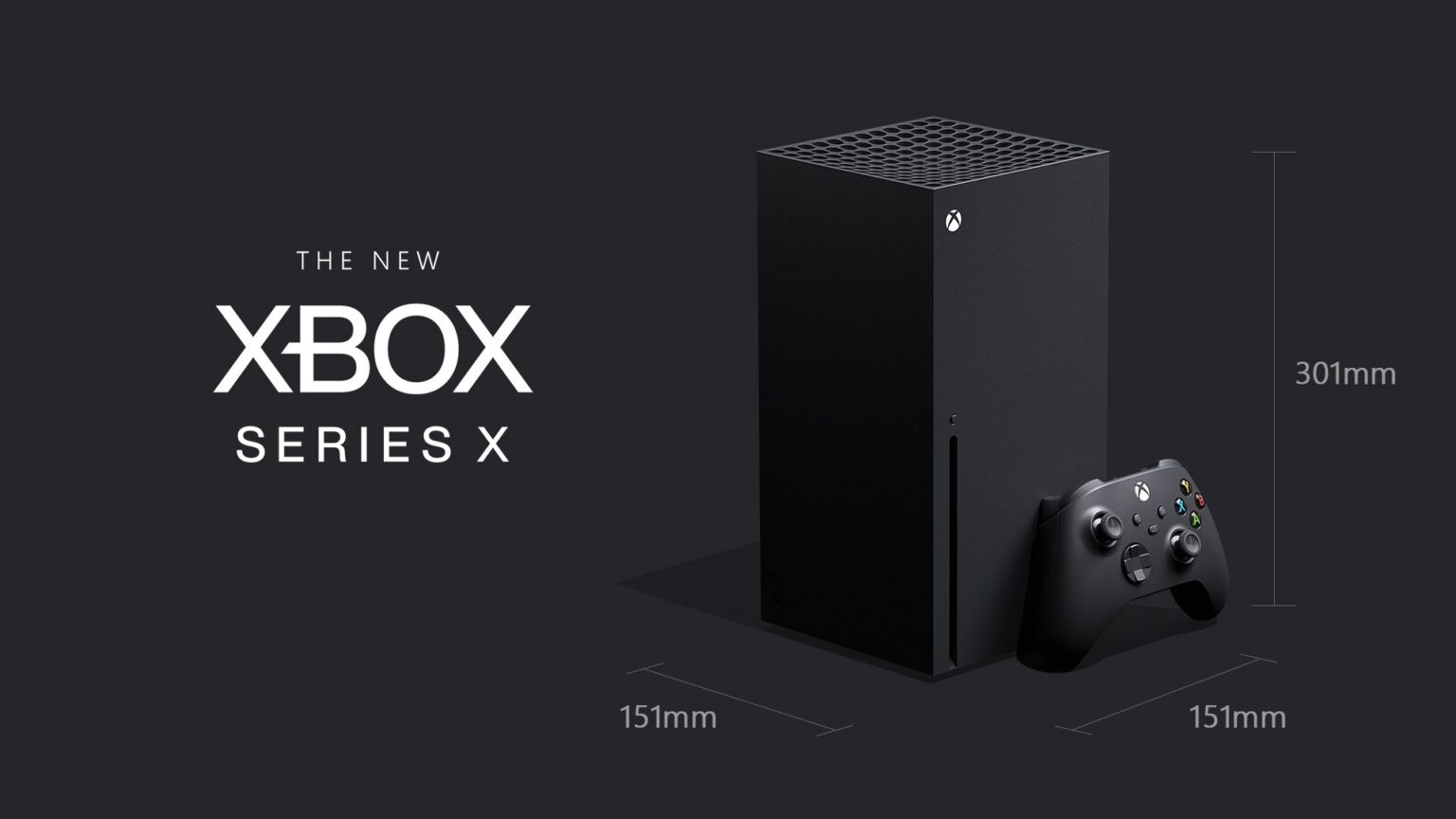 Offizielle Maßgrafik der Xbox Series X mit Controller - Bild: Xbox / Microsoft