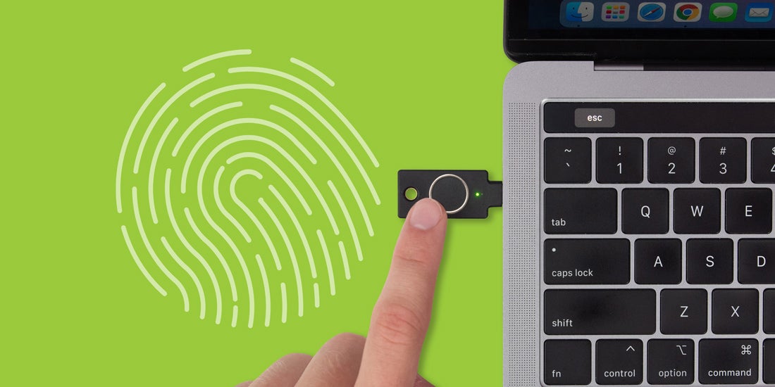 YubiKey-Bio-Fingerabdrucksensor am Notebook - Bild: Yubico